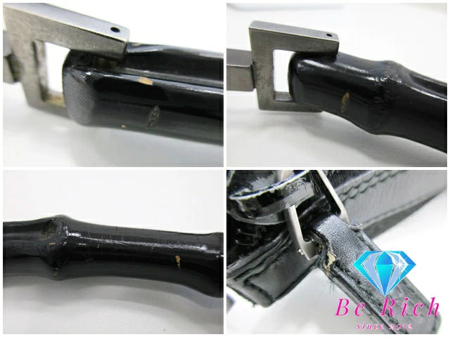 グッチ GUCCI ハンドバッグ バンブー ハンドル 黒 ブラック ナイロンキャンバス レザー ロゴ  ホーボー ショルダーバッグ セミショルダー ワンショルダー 鞄 【中古】【送料無料】bk8748