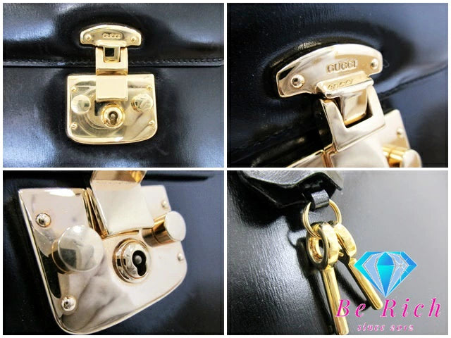 グッチ GUCCI 2way ハンドバッグ 000.1274.0192 レディロック ブラック 黒 カーフ レザー ロゴ オールド ヴィンテージ 肩掛け 斜め掛け 鞄 パーティ フォーマル 【中古】【送料無料】 bk8749
