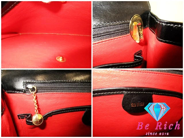 グッチ GUCCI 2way ハンドバッグ 000.1274.0192 レディロック ブラック 黒 カーフ レザー ロゴ オールド ヴィンテージ 肩掛け 斜め掛け 鞄 パーティ フォーマル 【中古】【送料無料】 bk8749