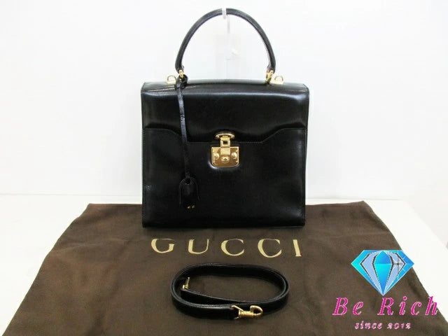 グッチ GUCCI 2way ハンドバッグ 000.1274.0192 レディロック ブラック 黒 カーフ レザー ロゴ オールド ヴィンテージ 肩掛け 斜め掛け 鞄 パーティ フォーマル 【中古】【送料無料】 bk8749