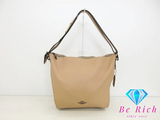 コーチ COACH レザー ショルダーバッグ 21378 ベージュ ロゴ オールレザー セミショルダーバッグ ハンドバッグ 鞄 【中古】【送料無料】bk8769