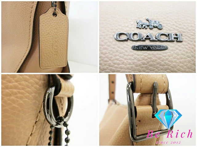 コーチ COACH レザー ショルダーバッグ 21378 ベージュ ロゴ オールレザー セミショルダーバッグ ハンドバッグ 鞄 【中古】【送料無料】bk8769