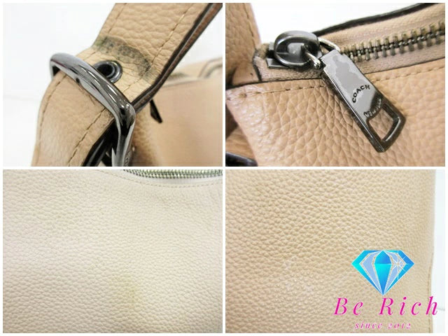コーチ COACH レザー ショルダーバッグ 21378 ベージュ ロゴ オールレザー セミショルダーバッグ ハンドバッグ 鞄 【中古】【送料無料】bk8769