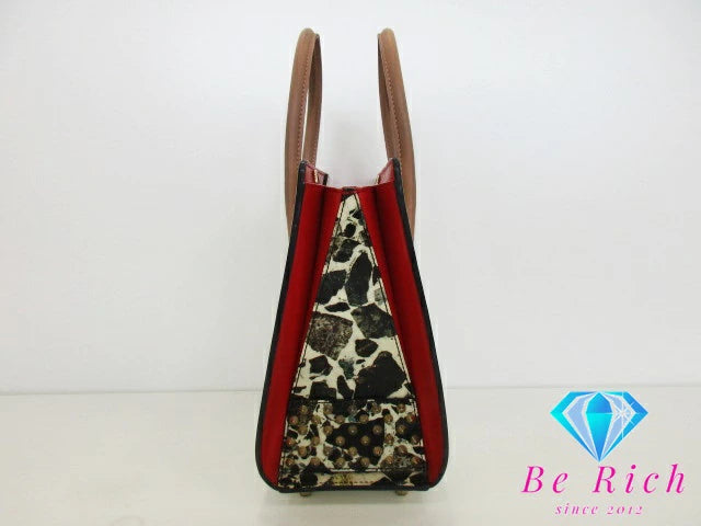 クリスチャン ルブタン CHRISTIAN LOUBOUTIN パロマ スモール ハンド バッグ ショルダーなし アイボリー 赤 レッド レザー ロゴ 鞄 【中古】【送料無料】bk8783