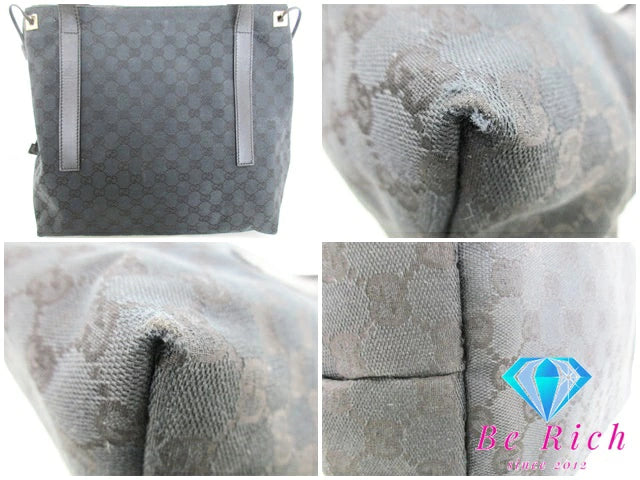 グッチ GUCCI トートバッグ 019.0493 GG キャンバス 黒 ブラック キャンバス レザー ロゴ ハンドバッグ ショルダーバッグ 鞄 【中古】【送料無料】 bk8785