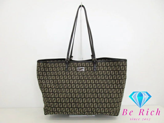 フェンディ FENDI トートバッグ 8BH127 ズッキーノ ブラウン 茶 キャンバス レザー ズッカ ロゴ ショルダーバッグ ハンドバッグ 鞄 【中古】【送料無料】 bk8788