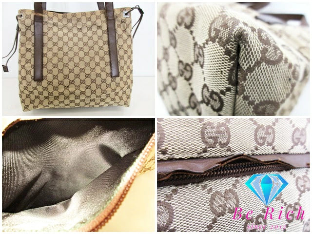 グッチ ショルダーバッグ トートバッグ 30501 GG キャンバス 茶 ブラウン レザー ハンドバッグ GUCCI 【中古】【送料無料】 bk8803