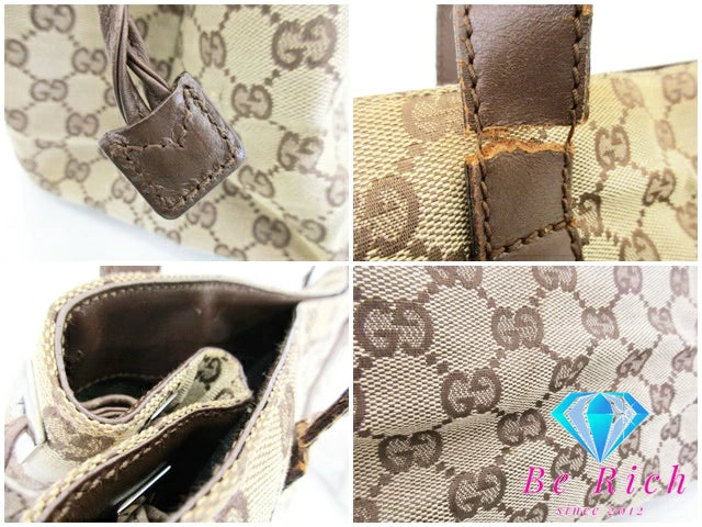 グッチ ショルダーバッグ トートバッグ 30501 GG キャンバス 茶 ブラウン レザー ハンドバッグ GUCCI 【中古】【送料無料】 bk8803