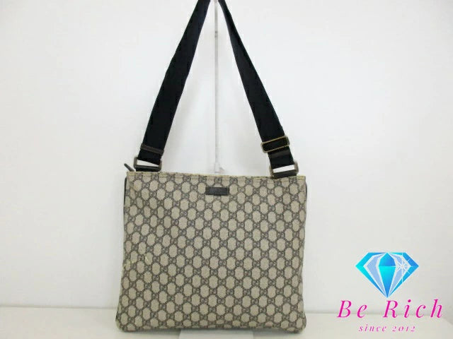 グッチ GUCCI ショルダーバッグ 201446 GG スプリーム ネイビー 紺 ロゴ PVC レザー 斜め掛け ポシェット 鞄 【中古】【送料無料】 bk8894