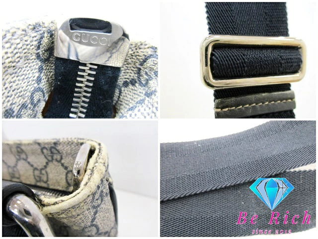 グッチ GUCCI ショルダーバッグ 201446 GG スプリーム ネイビー 紺 ロゴ PVC レザー 斜め掛け ポシェット 鞄 【中古】【送料無料】 bk8894