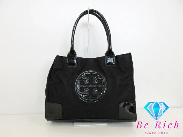 トリーバーチ ハンドバッグ エラ 黒 ブラック ナイロン  パテント レザー エナメル トートバッグ TORY BURCH 【中古】【送料無料】 bk8909