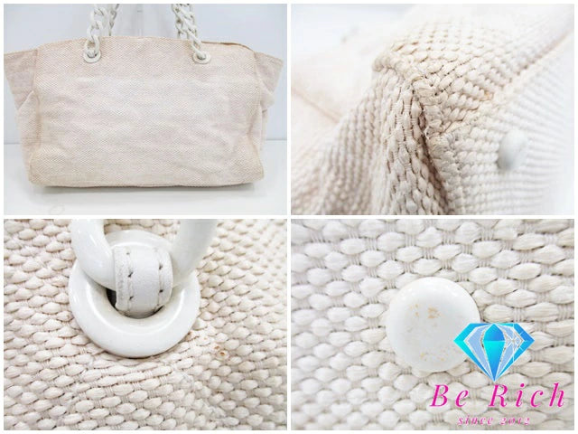 シャネル CHANEL マトラッセ キャンバス プラチェーン ショルダーバッグ トートバッグ アイボリー ホワイト 白 ココマーク C ロゴ ハンドバッグ 鞄 プラスチック 【中古】【送料無料】 bk8929
