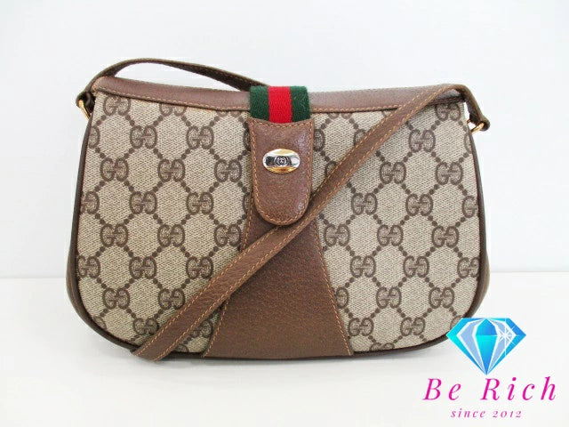 グッチ GUCCI ショルダーバッグ ポシェット 10.02.024 GG プラス シェリー ウェブ ベージュ PVC レザー ロゴ オールド ヴィンテージ スプリーム 鞄 【中古】【送料無料】 bk8936