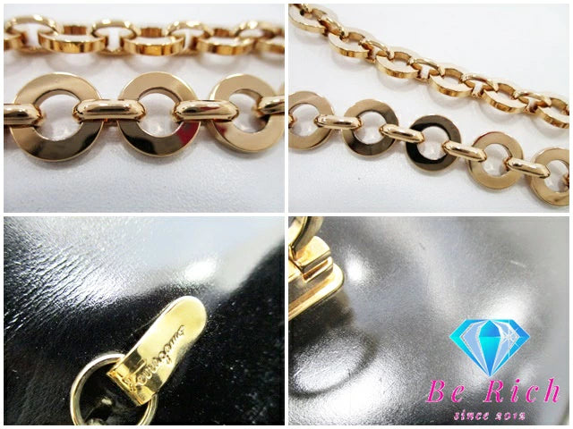 フェラガモ Salvatore Ferragamo ガンチーニ 2way チェーン ショルダーバッグ クラッチバッグ 黒 ブラック カーフ レザー ロゴ ハンドバッグ 鞄 セカンドバッグ ポーチ パーティ フォーマル  【中古】【送料無料】 bk8938