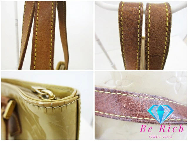 ルイ ヴィトン LOUIS VUITTON ハンドバッグ トートバッグ モノグラム ヴェルニ ヒューストン M91004 ベージュ パテント レザー エナメル LV ロゴ ショルダーバッグ 鞄  【中古】【送料無料】 bk8949