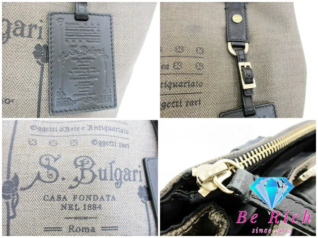 ブルガリ BVLGARI コレツィォーネ ハンドバッグ トートバッググレー レザー PVC ショルダーバッグ 手提げ 肩掛け バッグ 鞄 メンズ レディース 【中古】【送料無料】 bk8950