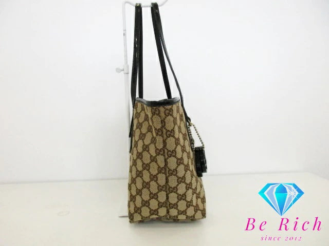 グッチ GUCCI GG トートバッグ 211976 ブラウン キャンバス パテント レザー ショルダーバッグ【中古】【送料無料】bk9056