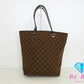 グッチ GUCCI GG トートバッグ ブラウン 茶 キャンバス レザー ロゴ ハンドバッグ ショルダーバッグ【中古】【送料無料】bk9062