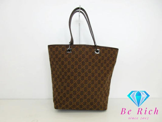 グッチ GUCCI GG トートバッグ ブラウン 茶 キャンバス レザー ロゴ ハンドバッグ ショルダーバッグ【中古】【送料無料】bk9062