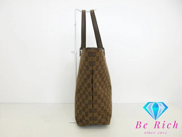 グッチ GUCCI GG トートバッグ ブラウン 茶 キャンバス レザー ロゴ ハンドバッグ ショルダーバッグ【中古】【送料無料】bk9062