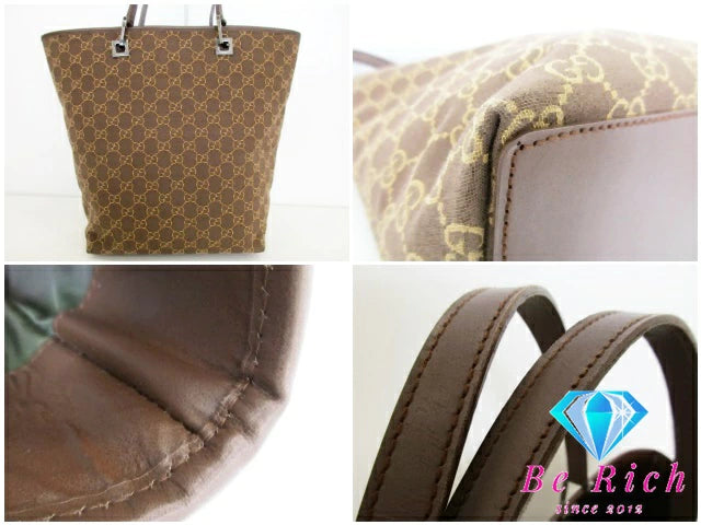グッチ GUCCI GG トートバッグ ブラウン 茶 キャンバス レザー ロゴ ハンドバッグ ショルダーバッグ【中古】【送料無料】bk9062