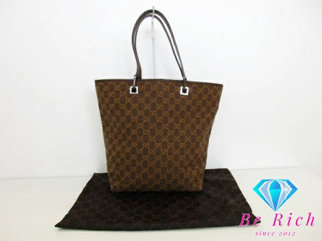 グッチ GUCCI GG トートバッグ ブラウン 茶 キャンバス レザー ロゴ ハンドバッグ ショルダーバッグ【中古】【送料無料】bk9062
