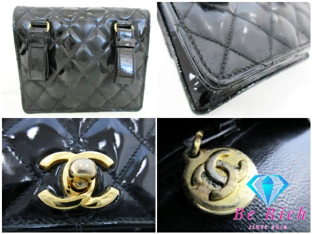 シャネル CHANEL マトラッセ ウエスト バッグ ポーチ 黒 ブラック パテント レザー エナメル ベルトなし ココマーク CC ロゴ ベルト ヴィンテージ 小物  【中古】【送料無料】 bk9070