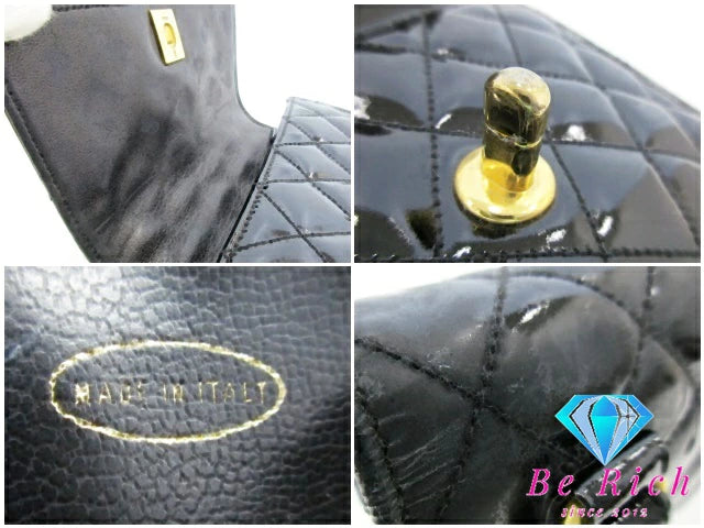 シャネル CHANEL マトラッセ ウエスト バッグ ポーチ 黒 ブラック パテント レザー エナメル ベルトなし ココマーク CC ロゴ ベルト ヴィンテージ 小物  【中古】【送料無料】 bk9070