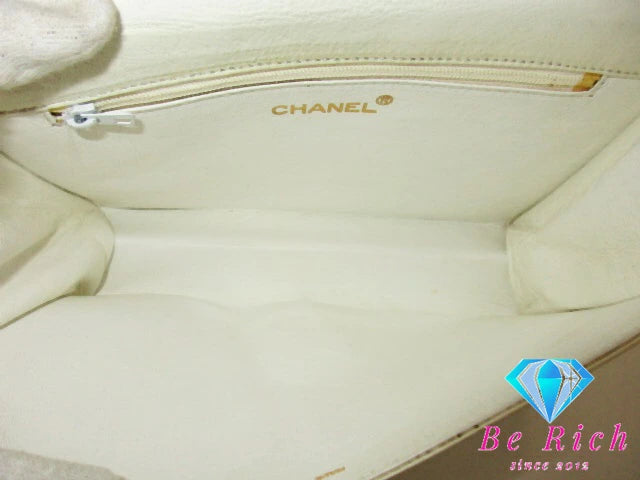 シャネル CHANEL V ステッチ チェーン ショルダーバッグ ラム スキン ホワイト 白 アイボリー ココマーク CC ロゴ 鞄 【中古】【送料無料】 bk9078