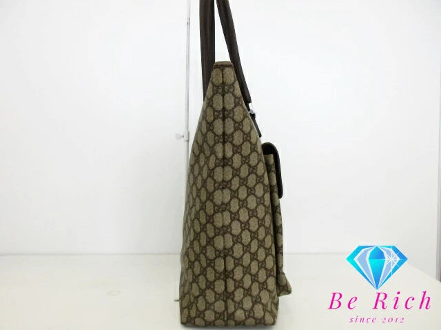 グッチ GUCCI トートバッグ ショルダーバッグ 108832 GG スプリーム PVC レザー 茶 ブラウン ロゴ ハンドバッグ【中古】【送料無料】 bk9080