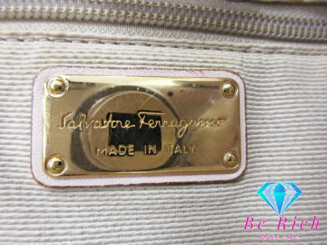 フェラガモ Salvatore Ferragamo トートバッグ AU-21 B665 ヴァラ リボン ピンク キャンバス レザー ロゴ ハンドバッグ 鞄 【中古】【送料無料】 bk9095