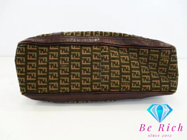 フェンディ FENDI  ズッキーノ ミニ ボストンバッグ ハンドバッグ マルチカラー 茶 ブラウン  キャンバス  レザー  ロゴ  鞄  【中古】【送料無料】bk9111