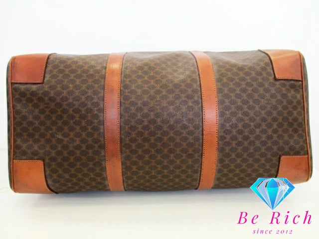 セリーヌ CELINE ボストンバッグ マカダム ブラウン 茶 PVC レザー ブラゾン ロゴ ハンドバッグ トラベル 旅行 鞄 【中古】【送料無料】 bk9113