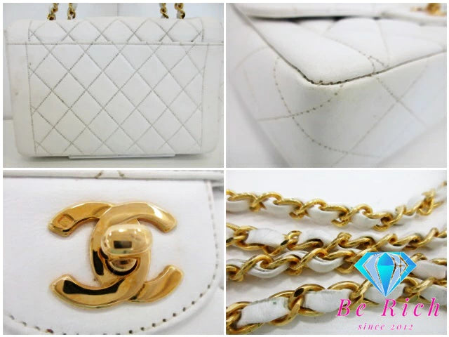 シャネル CHANEL マトラッセ シングル フラップ チェーン ショルダーバッグ ラム スキン 白 ホワイト アイボリー ココマーク CC ロゴ 鞄 【中古】【送料無料】 bk9151