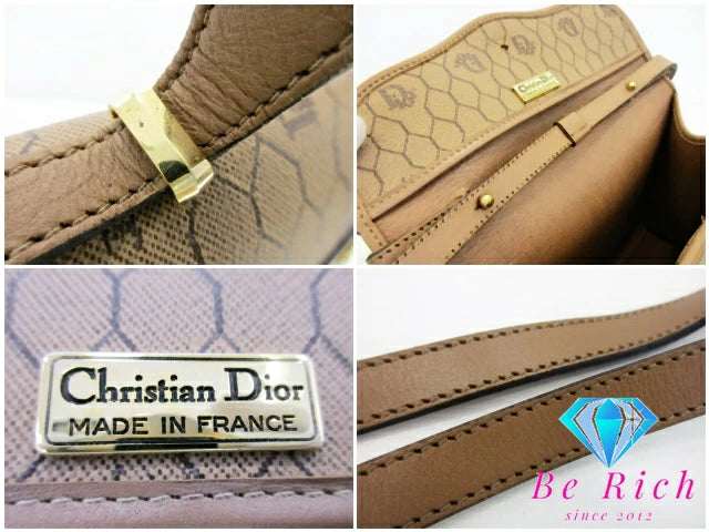 クリスチャン ディオール 2way ハンドバッグ 茶 ブラウン PVC レザー ショルダーバッグ ハニカム柄 Christian Dior 【中古】【送料無料】 bk9155