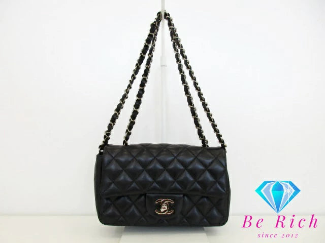 シャネル CHANEL  ミニ マトラッセ 20 チェーン ショルダーバッグ ラム スキン 黒 ブラック シルバー 金具 ココマーク CC ロゴ ポシェット 鞄 【中古】【送料無料】 bk9195