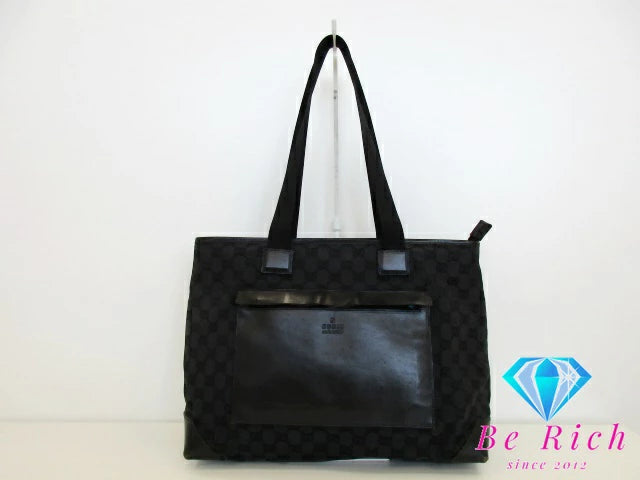 グッチ GUCCI トートバッグ 34339 GG ブラック 黒 キャンバス レザー ロゴ ハンドバッグ 肩掛け 鞄 レディース【中古】【送料無料】 bk9199