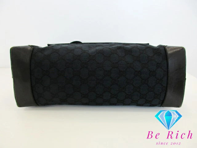 グッチ GUCCI トートバッグ 34339 GG ブラック 黒 キャンバス レザー ロゴ ハンドバッグ 肩掛け 鞄 レディース【中古】【送料無料】 bk9199