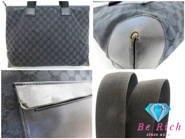 グッチ GUCCI トートバッグ 34339 GG ブラック 黒 キャンバス レザー ロゴ ハンドバッグ 肩掛け 鞄 レディース【中古】【送料無料】 bk9199