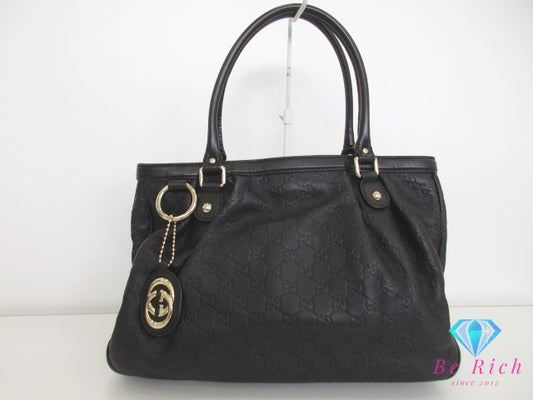 グッチ GUCCI トートバッグ ショルダーバッグ 296835 スーキー GG シマ ブラック レザー ロゴ ハンドバッグ【中古】【送料無料】 bk9203