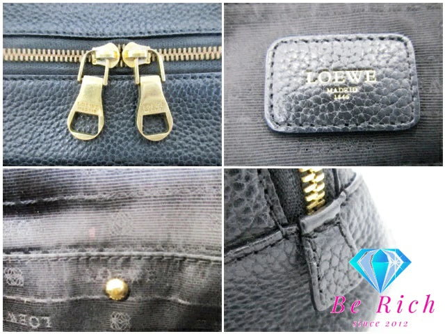 ロエベ LOEWE アラモ アディ ハンドバッグ 黒 ブラック レザー ロゴ ミニ ボストンバッグ 手持ち 鞄【中古】【送料無料】 bk9214