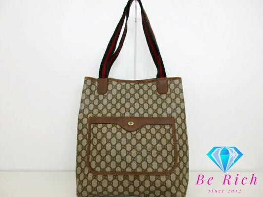 グッチ GUCCI トートバッグ シェリーライン 3902003 GG スプリーム PVC レザー ロゴ キャンバス レザー ベージュ 【中古】【送料無料】 bk9222