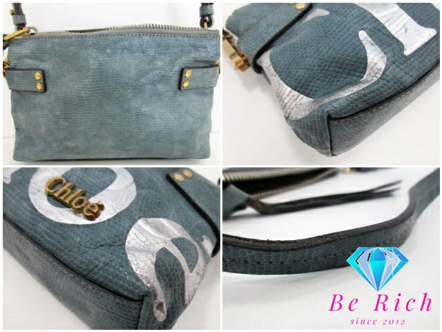 クロエ Chloe 2way ショルダーバッグ エクリプス 7A733 青 ブルー レザー ショルダーなし ロゴ クロスボディ ハンドバッグ 鞄 【中古】【送料無料】 bk9232