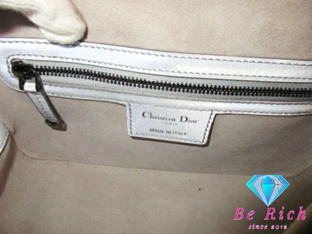 クリスチャン ディオール Christian Dior camp ディオールキャンプ スモール マクロ カナージュ ショルダーバッグ シルバー メタリック CD ロゴ ポシェット クロスボディ 斜め掛け 鞄 【中古】【送料無料】 bk9255