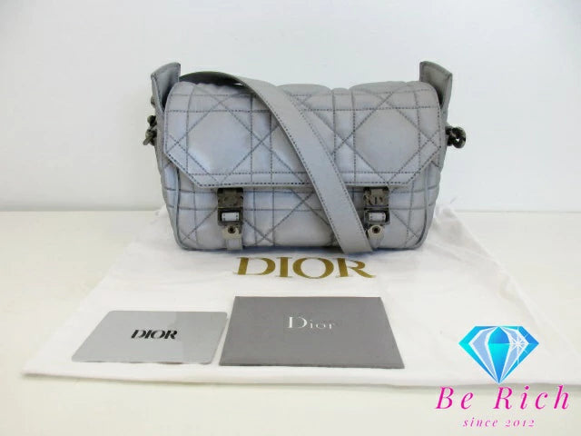 クリスチャン ディオール Christian Dior camp ディオールキャンプ スモール マクロ カナージュ ショルダーバッグ シルバー メタリック CD ロゴ ポシェット クロスボディ 斜め掛け 鞄 【中古】【送料無料】 bk9255