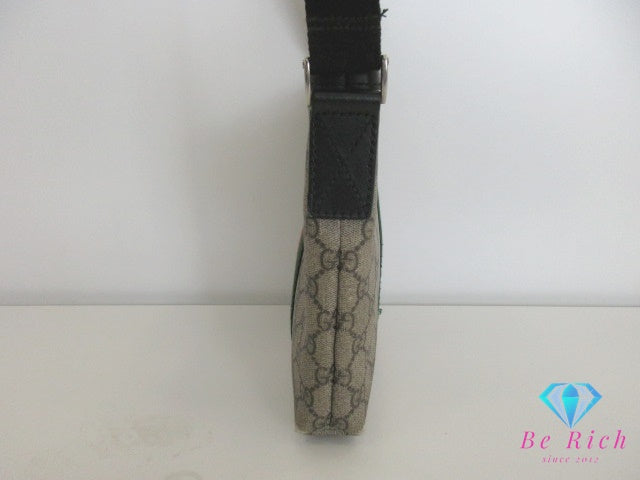 グッチ GUCCI ショルダーバッグ 471454 GG スプリーム シェリー ウェブ ベージュ カーキ 茶 ロゴ PVC レザー 【中古】【送料無料】 bk9278