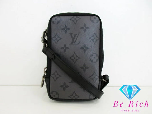 ルイ ヴィトン LOUIS VUITTON モノグラム エクリプス リバース ダブル フォン ポーチ ショルダーバッグ M69534 グレー ブラック 黒 PVC レザー LV ロゴ【中古】【送料無料】 bk9282