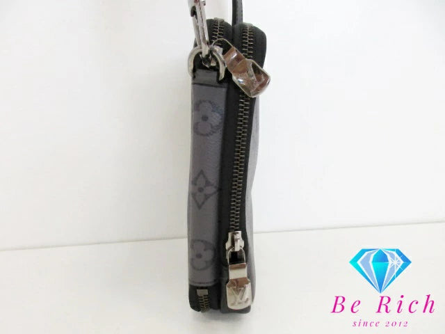 ルイ ヴィトン LOUIS VUITTON モノグラム エクリプス リバース ダブル フォン ポーチ ショルダーバッグ M69534 グレー ブラック 黒 PVC レザー LV ロゴ【中古】【送料無料】 bk9282