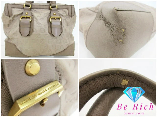 マーク バイ マークジェイコブス MARC BY MARC JACOBS 2way ハンドバッグ ベージュ レザー ロゴ ショルダーバッグ 肩掛け 鞄 【中古】【送料無料】 bk9287