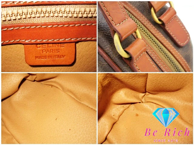 セリーヌ CELINE ハンドバッグ MC95 マカダム ブラウン 茶 PVC レザー ブラゾン ロゴ 手持ち 鞄 【中古】【送料無料】 bk9305